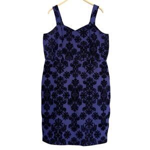 Joe Browns sz 20 Dress Blue Black Sleeveless Cocktail Bodycon Stretch Prom Grad